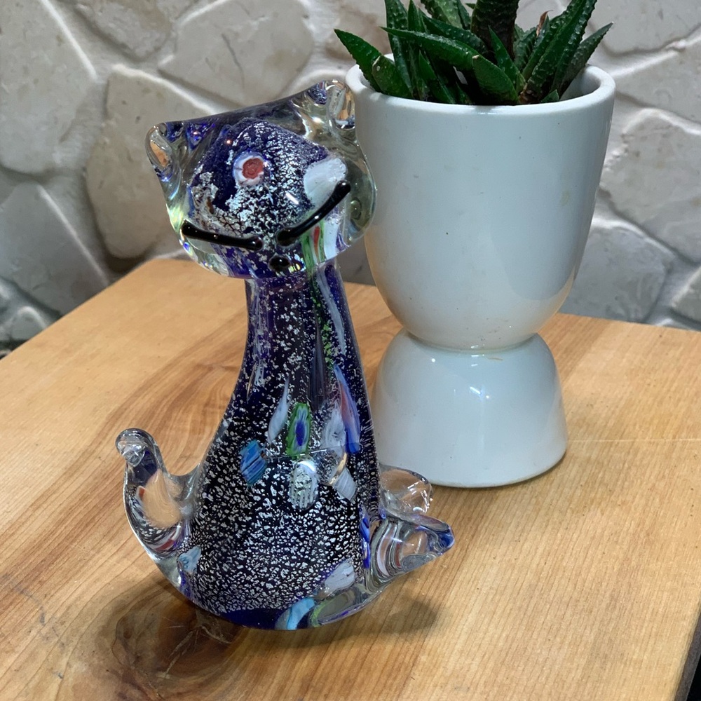 VINTAGE MURANO STYLE | Millefiori Art Glass Cat Figurine (2 of 2)